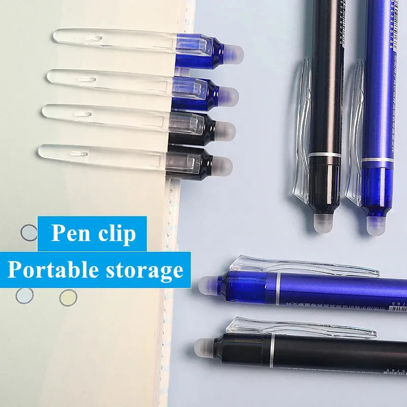 Hot brand 0.5mm erasable push gel pen with plastic body and stainless steel nib.