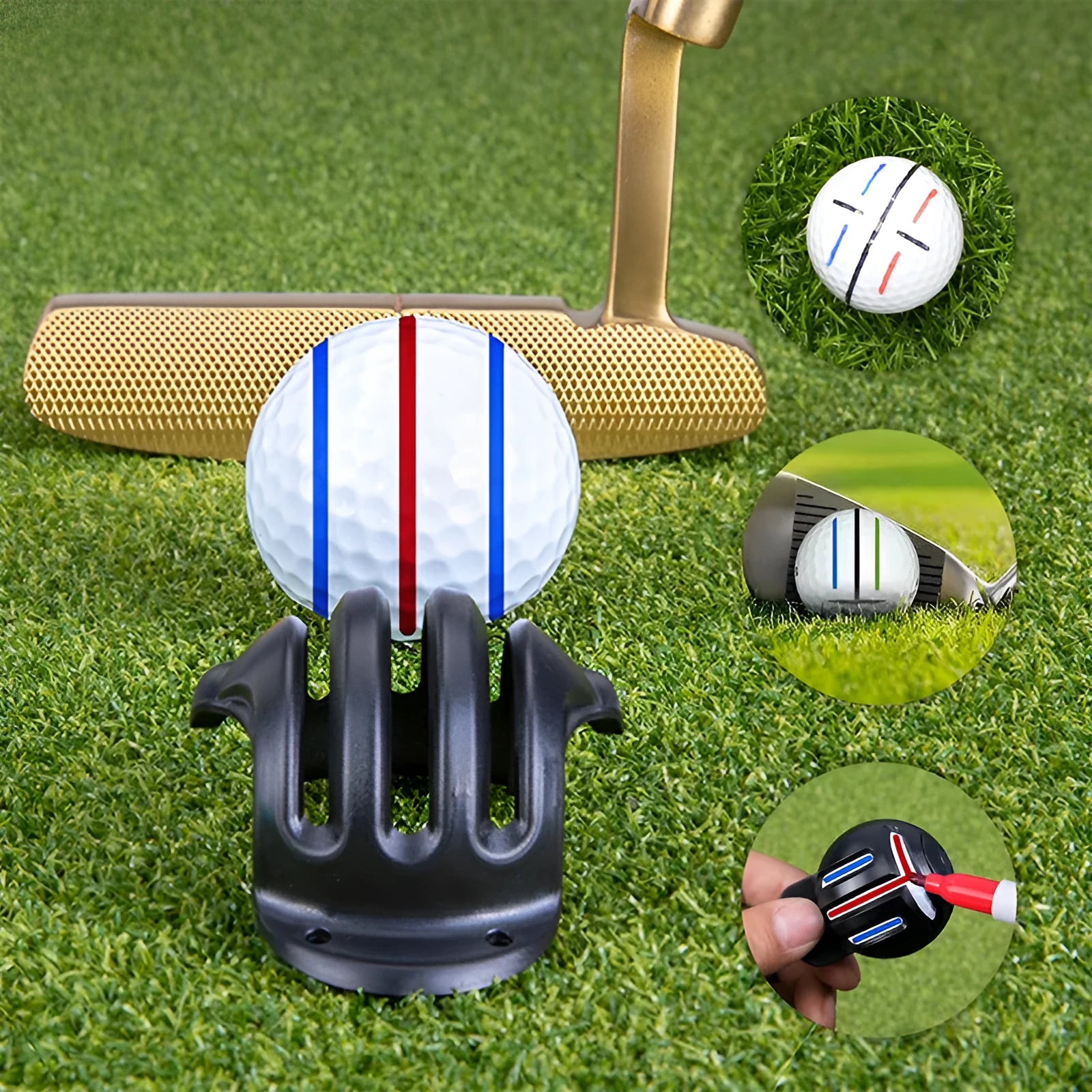 Plastic golf putter alignment tool with scriber pens for putting practice and stroke training