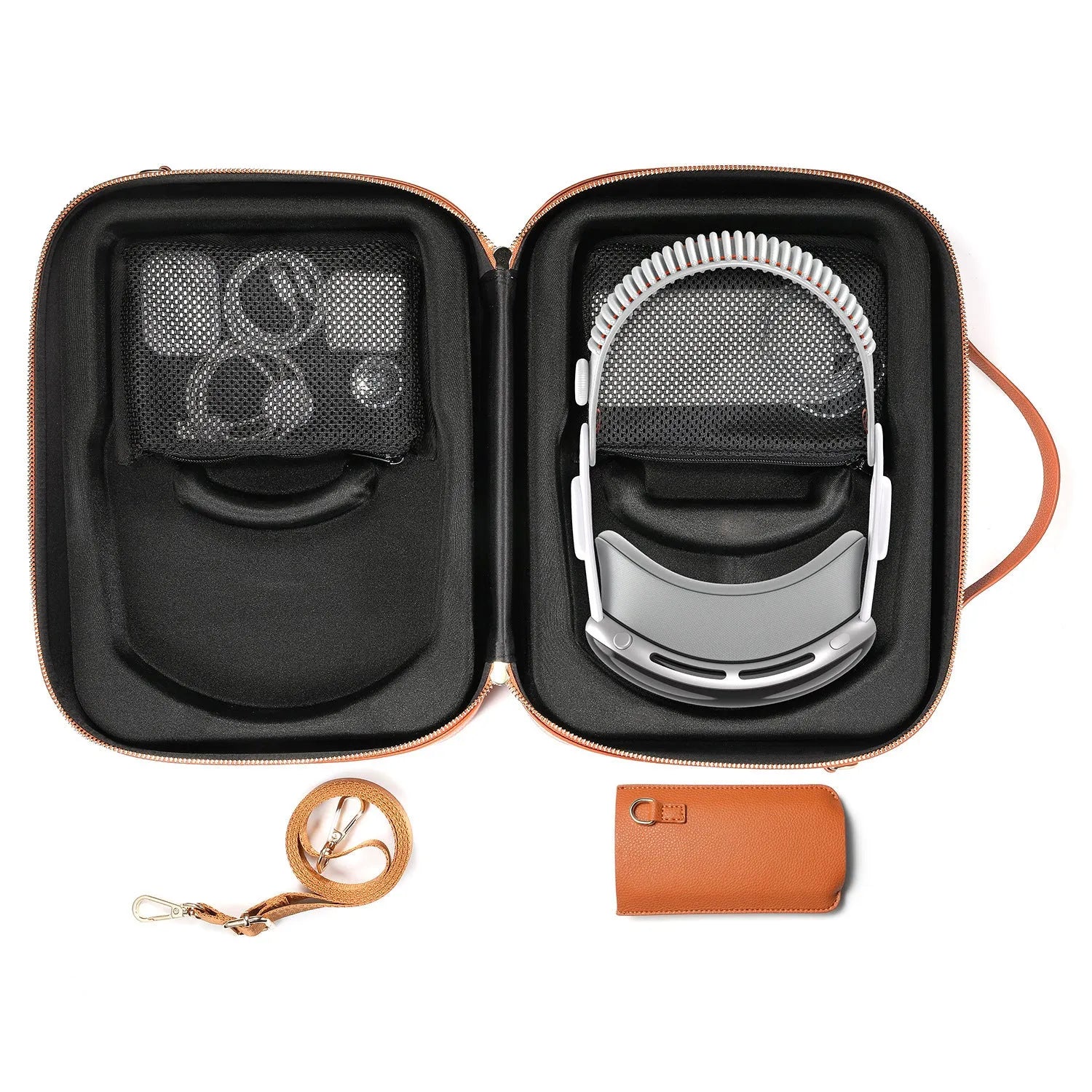 Black superfiber storage box for Apple Vision Pro MR glasses with dimensions 32.5 by 24.5 by 11.5 centimetres.