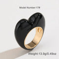 Heart-shaped zinc alloy enamel ring with three-dimensional detail in four colour options