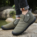 Men's waterproof non-slip cotton snow boots with artificial plush lining in yellow, green, blue, or black