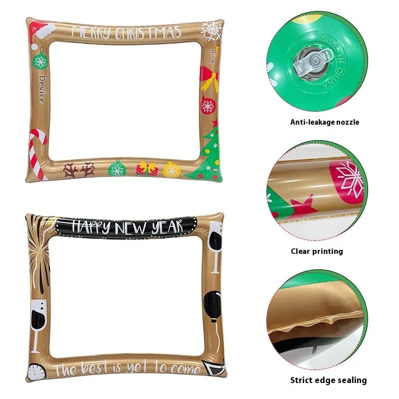 Christmas-themed inflatable photo frame PVC creative prop for festive photography