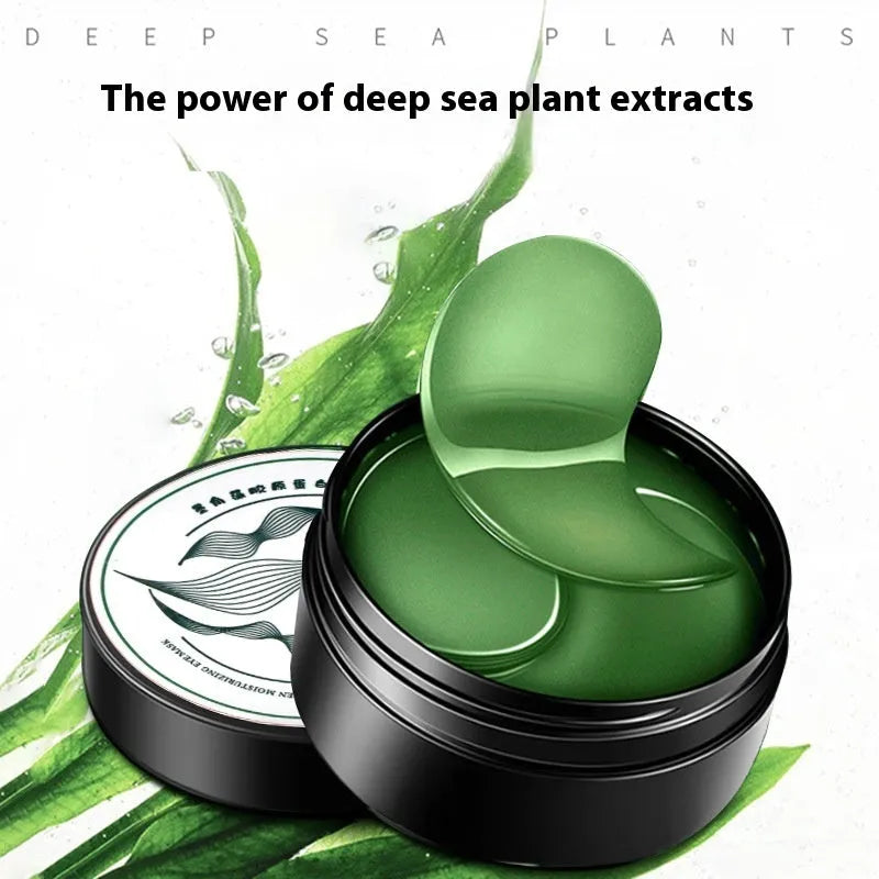 Pack of 60 green seaweed collagen essence eye mask sheets for moisturising.