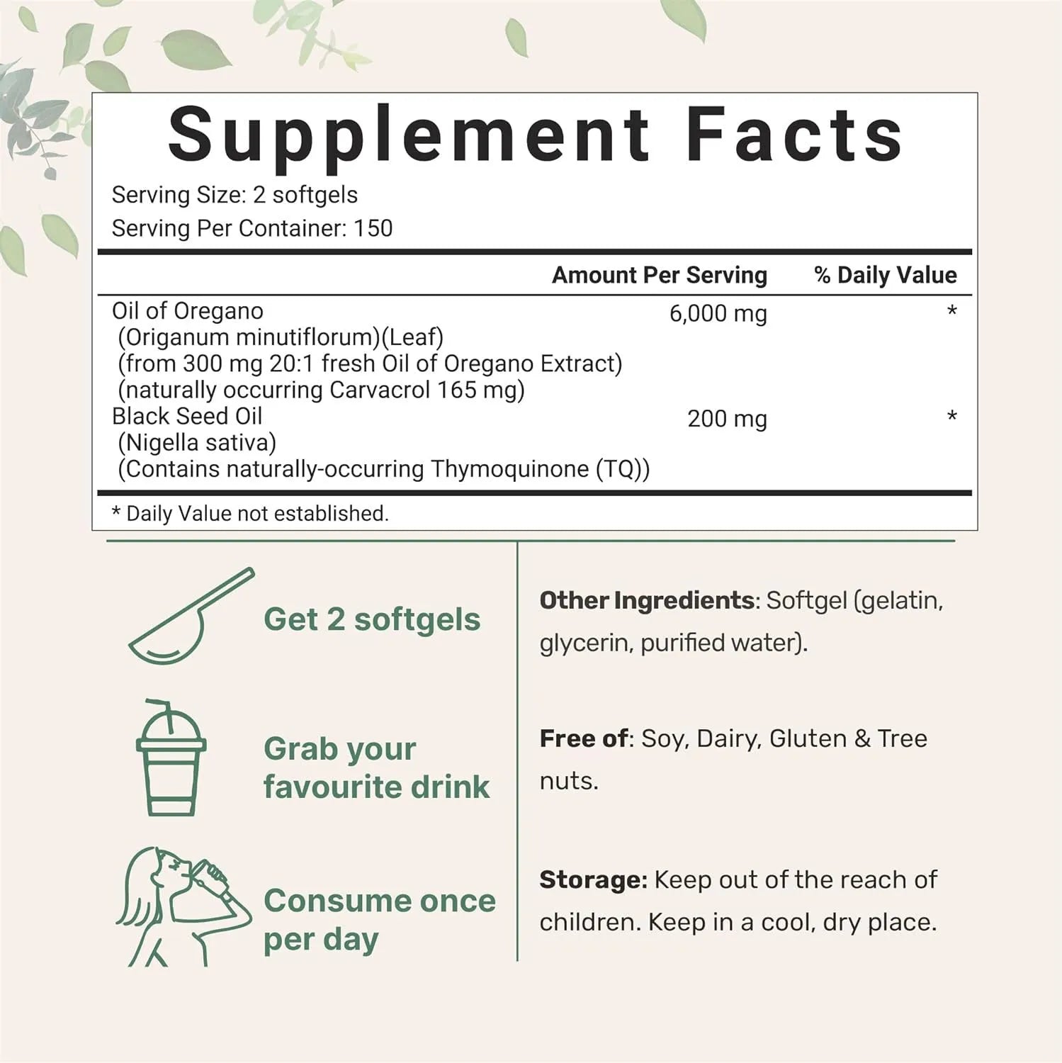 A bottle of butter black seed oil soft gel capsules for adult dietary supplement use.