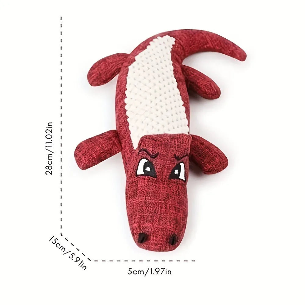 Plush corn-shaped pet toy with squeaker in blue, green, or red for chewing and grinding.