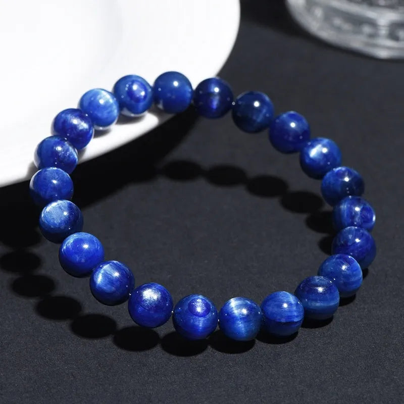 Original geometry design blue crystal bracelet with Ruyi elements, polished Grade 7A crystal.