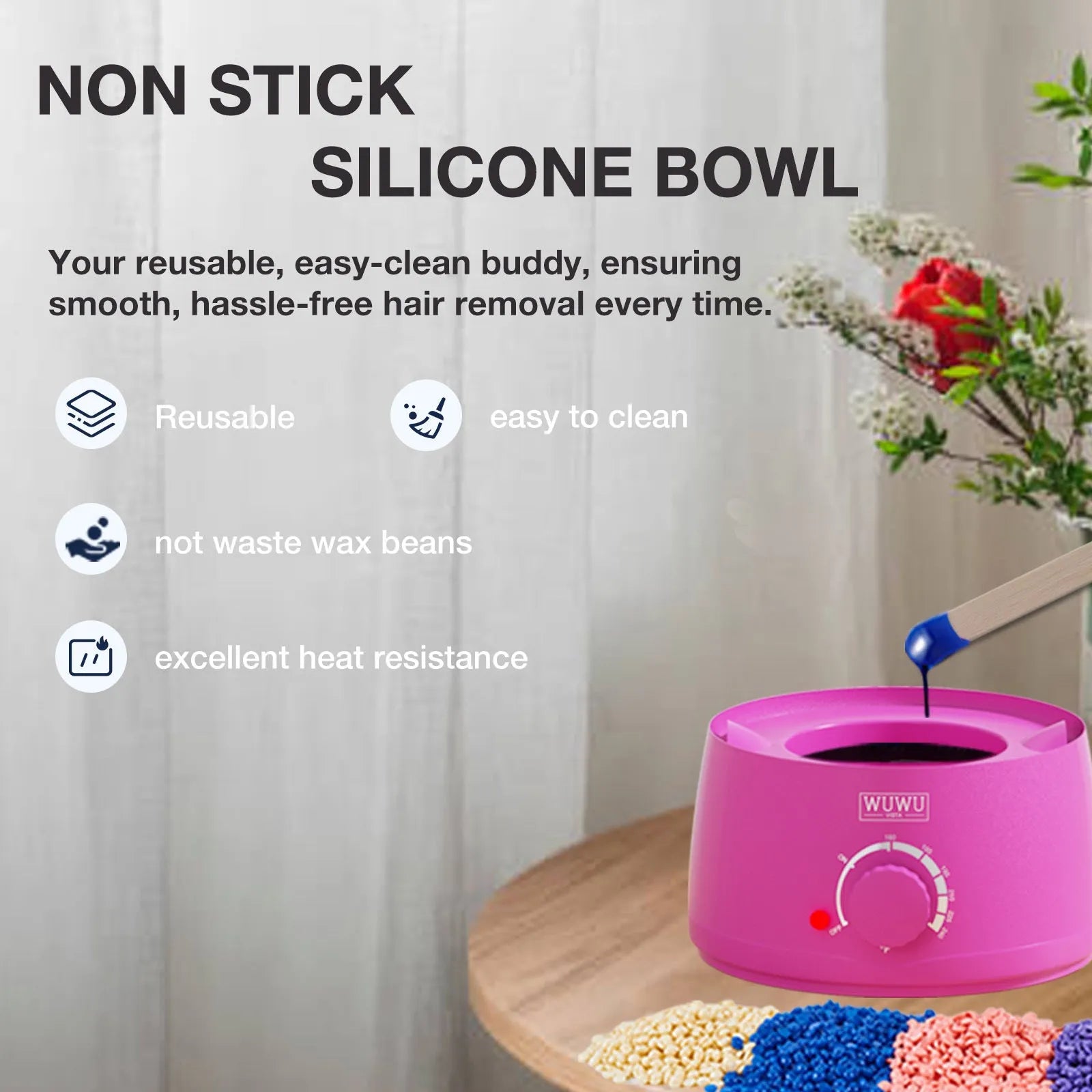 Professional waxing kit with wax warmer, hard wax beans, application sticks, and post-care products