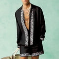 Men's casual summer shirt and shorts matching set in slim fit with long sleeves