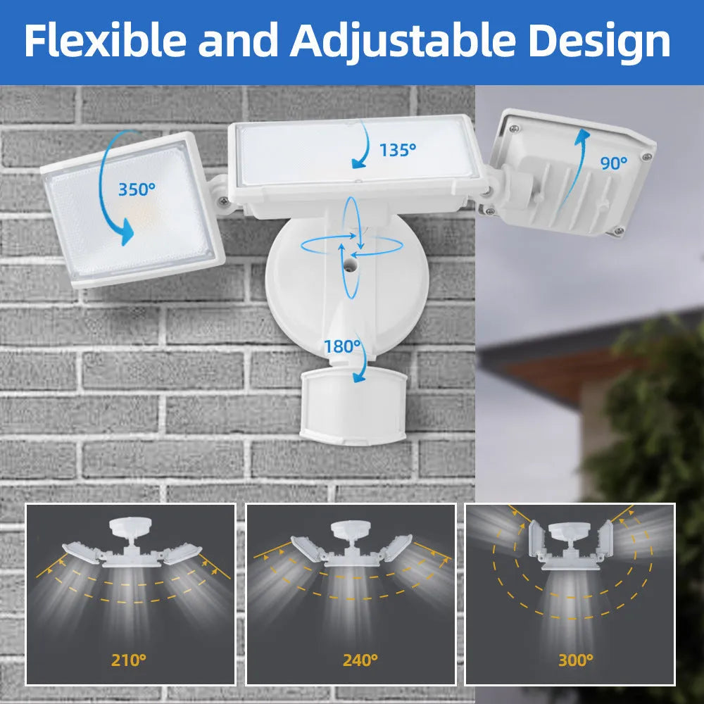 White LED human body induction security flood light with motion sensor for outdoor wall or ceiling mounting