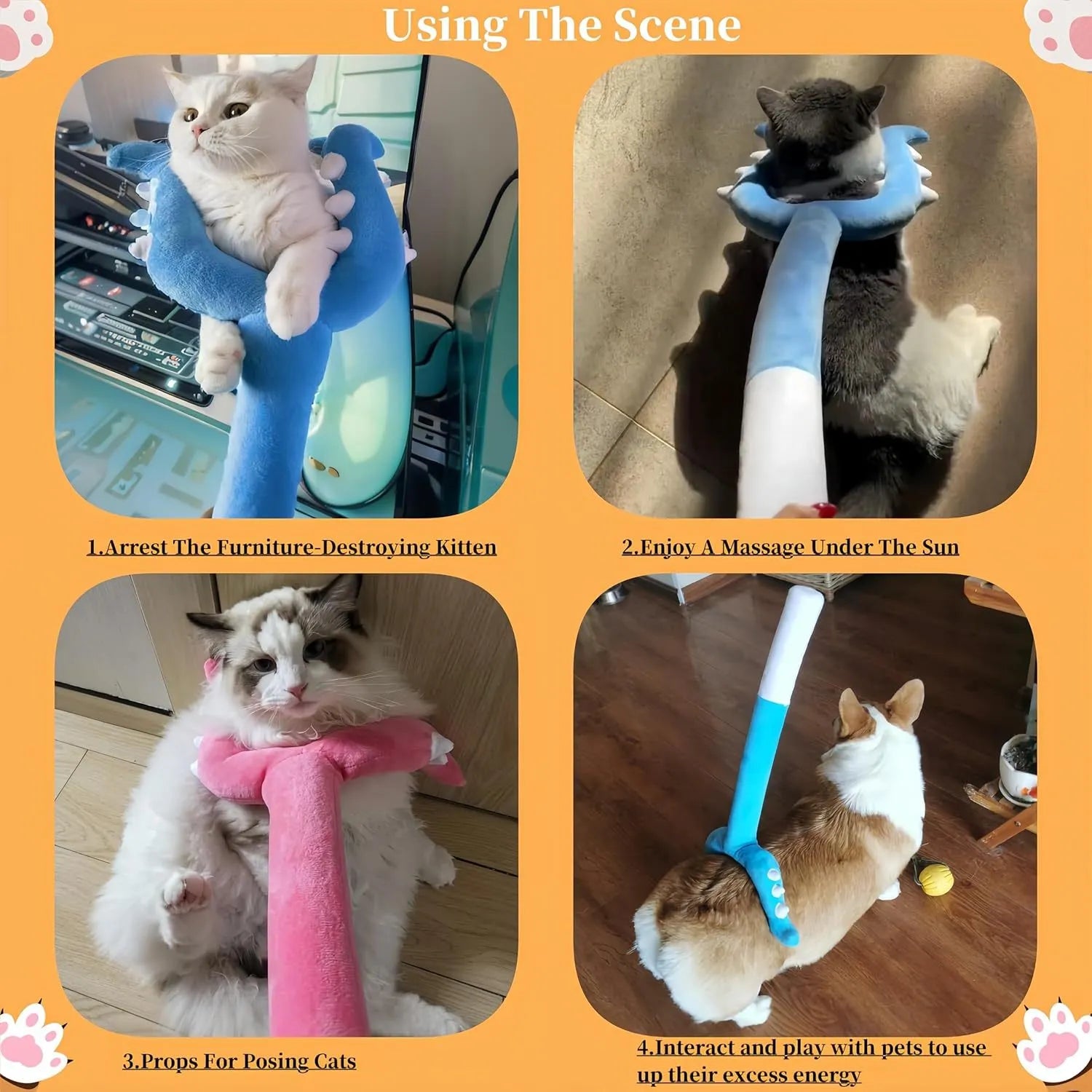 70cm blue plush cat wand toy with foam head for interactive pet play