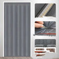 New Chinese style cotton door curtain with magnetic strip seal in grey diamond lattice pattern.