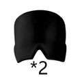 Black elastic cloth gel ice mask for headache relief, shown laid flat with dimensions 22 by 17 cm.