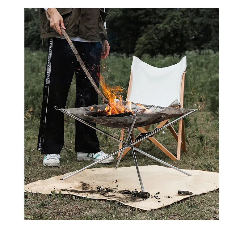 Silver stainless steel barbecue net grill shown in medium and large size options for outdoor use.