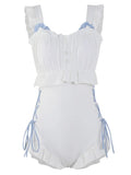 Women's milky white backless one-piece swimsuit nylon fabric for swimming and fitness