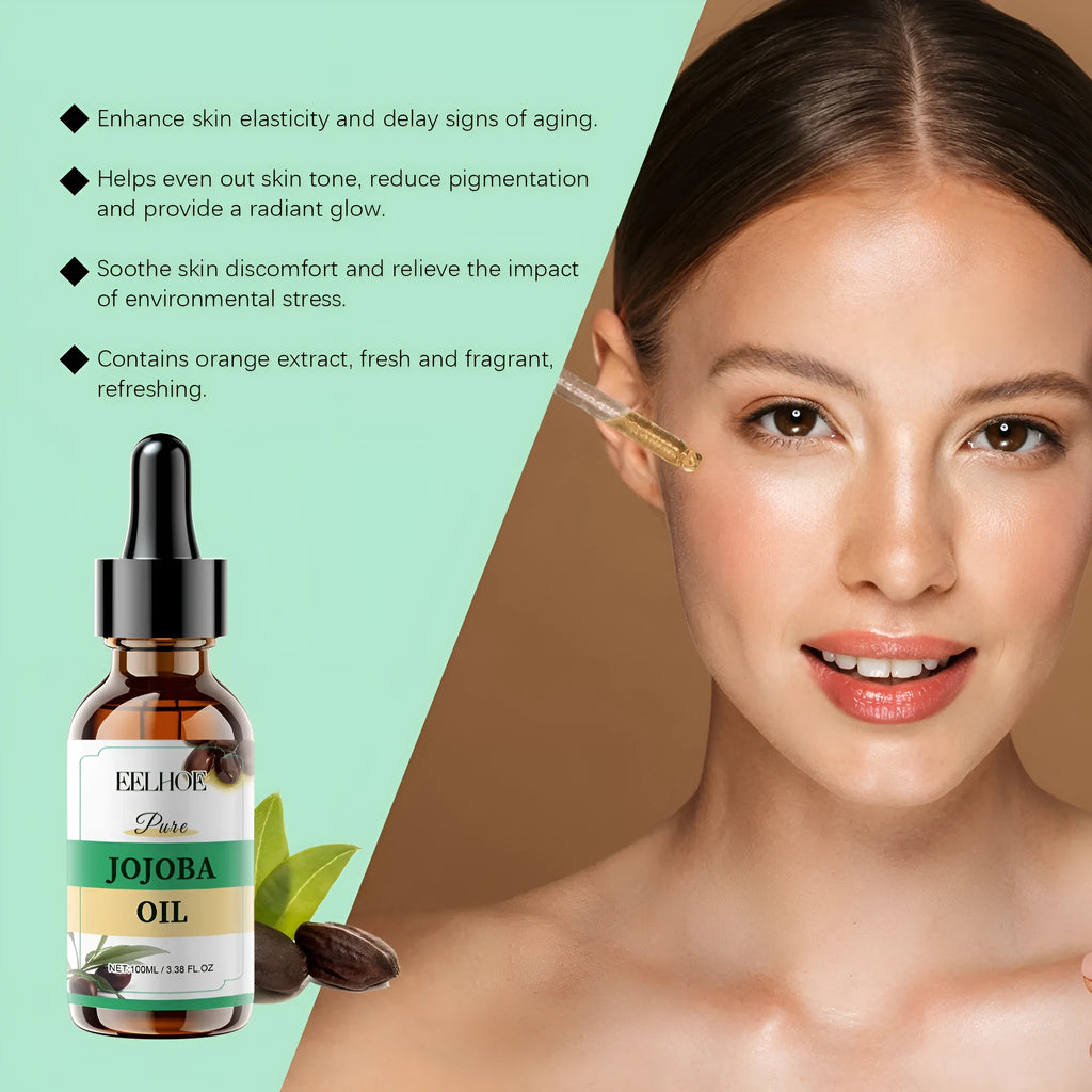 100ml organic jojoba oil in glass bottle with glycerin and vitamin E for facial skincare