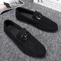 Men's black and grey casual shoes with suede upper and rubber sole for summer wear