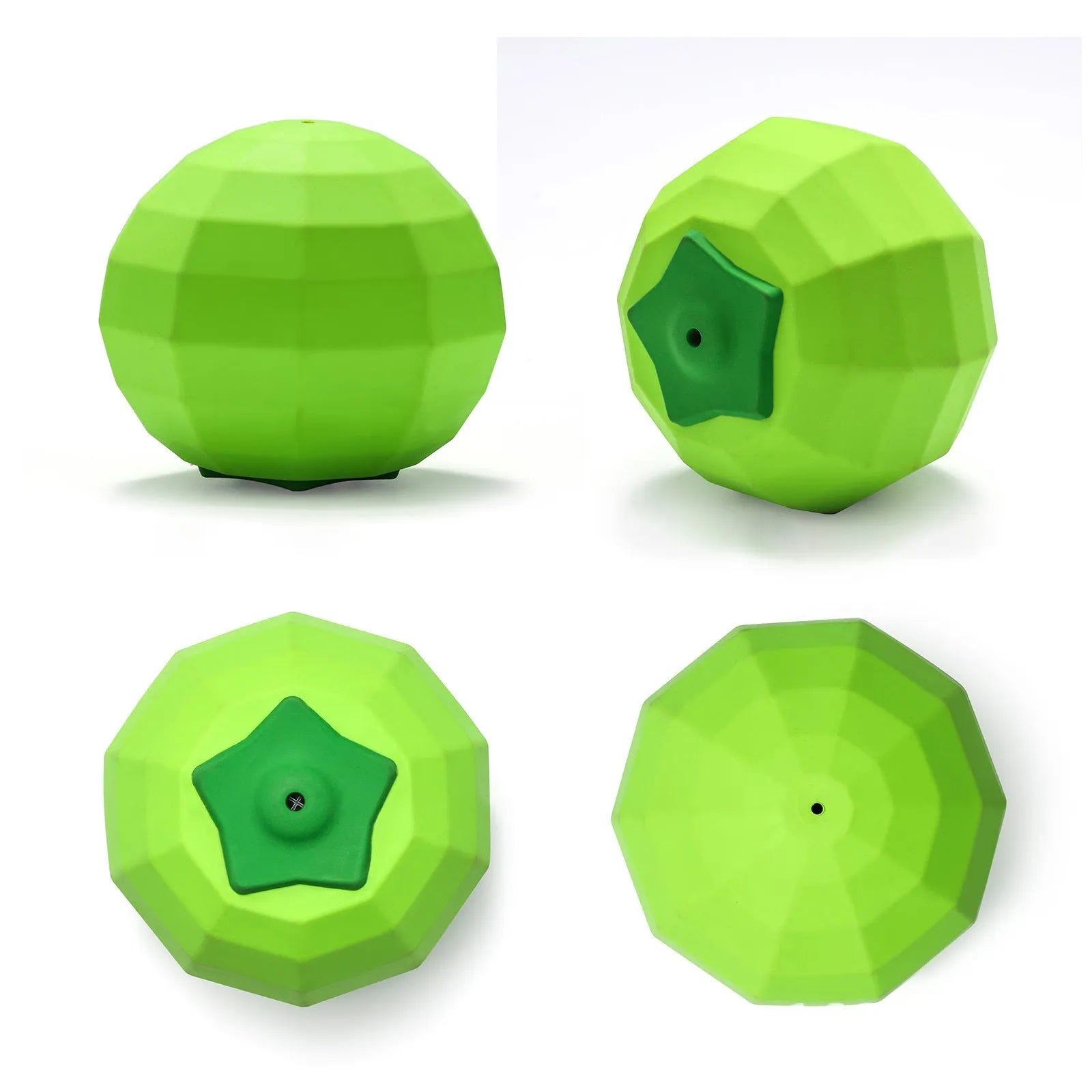 Green natural rubber dog squeaky ball toy for medium large breed aggressive chewers