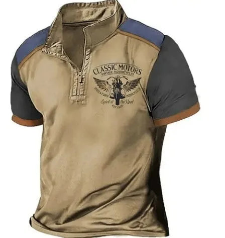 Men's 3D printed golf polo shirt in bird eye cloth fabric with loose fit pullover style