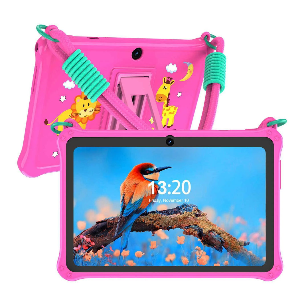 Sapphire blue silicone protective case for 7-inch tablet with flat strap