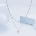Women's silver double-layer necklace with S925 sterling silver pendant on pearl chain