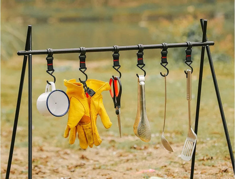 Aluminium alloy triangle folding clothes drying rack with side hanger and top tray for camping travel