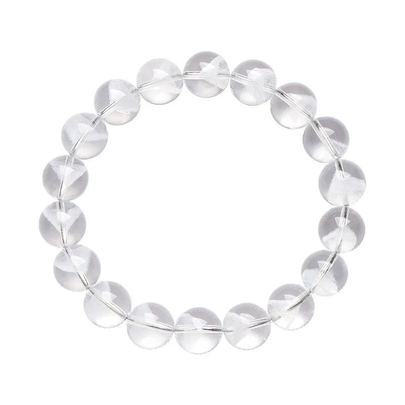 Women's white crystal ghost pyramid bracelet with Ruyi design element showing multiple purity size options