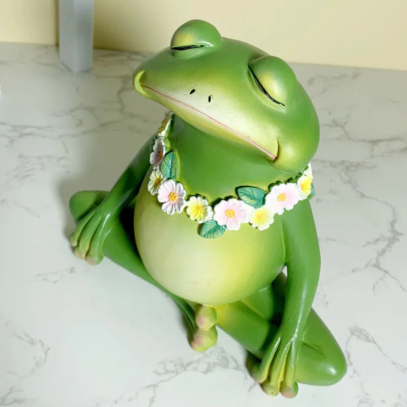 European-style Magic Yoga Frog decoration in RDW123 colour, a plastic and resin micro landscape figurine.