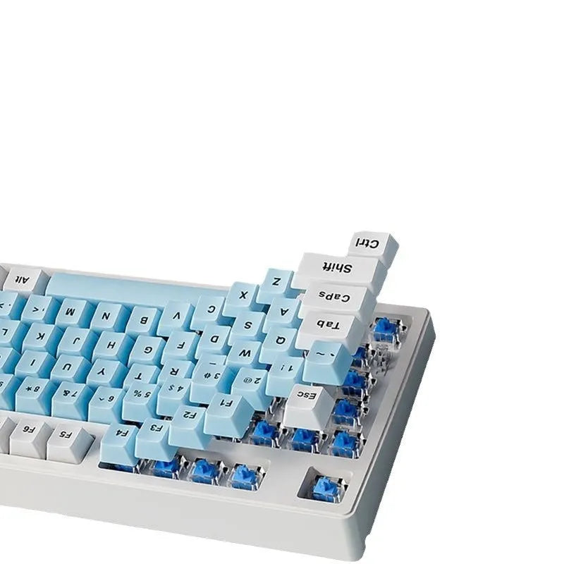 Mechanical keyboard with three connectivity modes in black, white, pink, or blue-white colour options