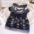 Golden Gothic princess skirt costume for a small dog or cat on a mannequin