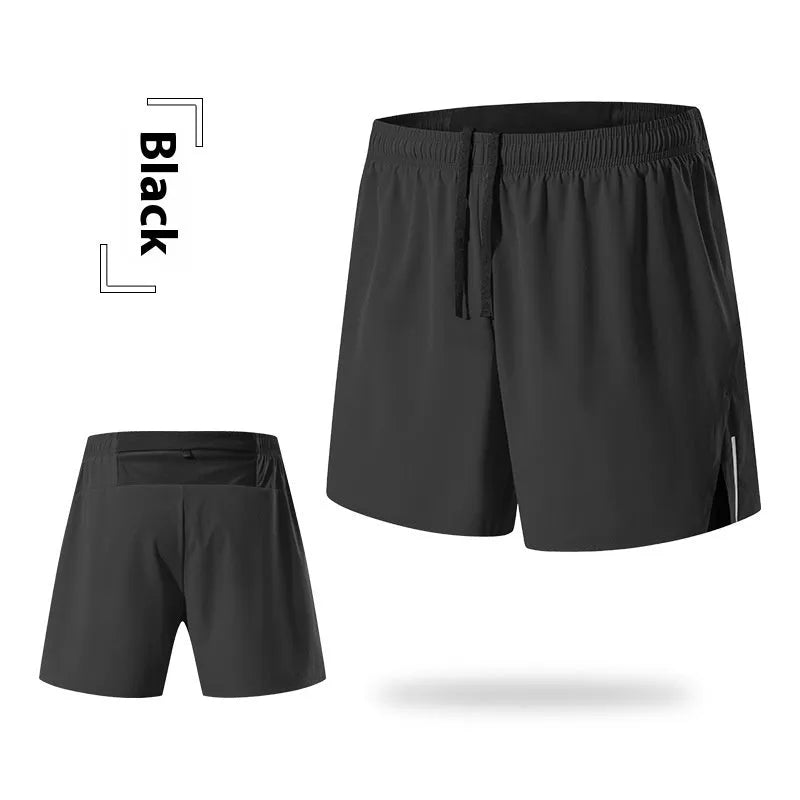 Men's high-waist off-road running shorts in red black navy blue grey colours loose fit quick-drying