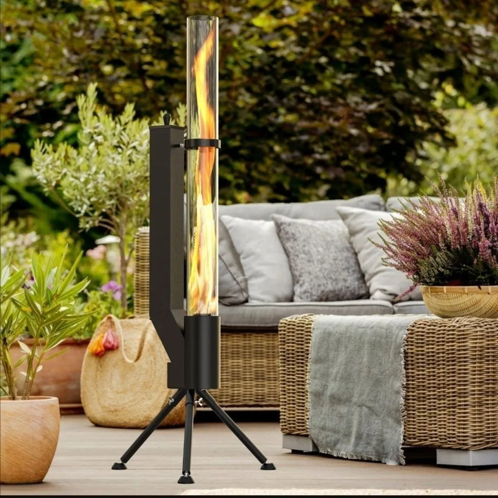 Vertical cast iron wood burning rocket furnace courtyard heating stove