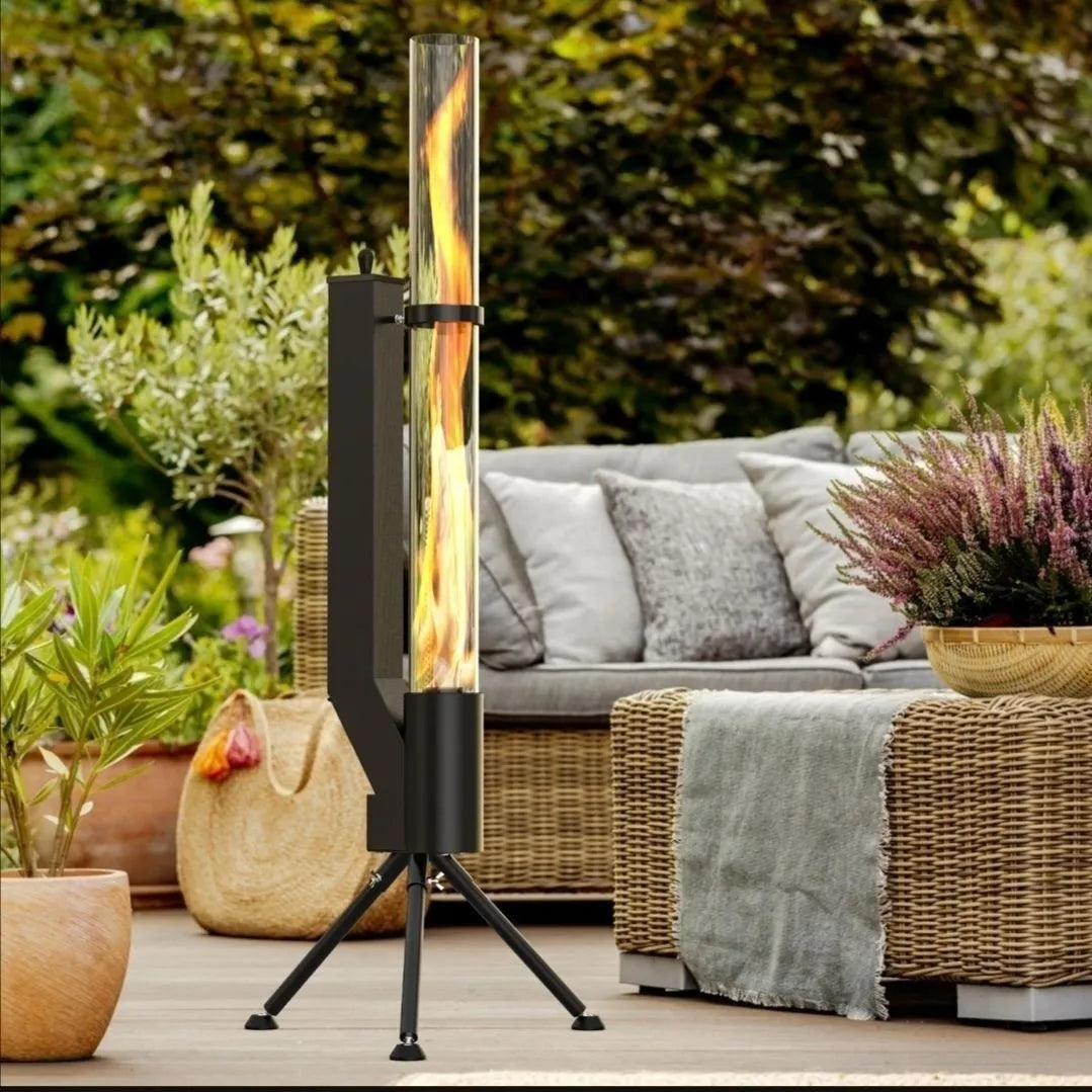 Vertical cast iron wood burning rocket furnace courtyard heating stove