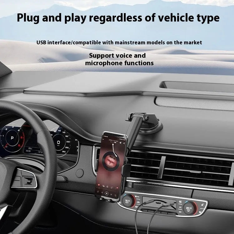 USB car Bluetooth audio receiver with a black zinc alloy USB plug connected by a PU-coated spring wire to a copper 3.5mm audio jack.