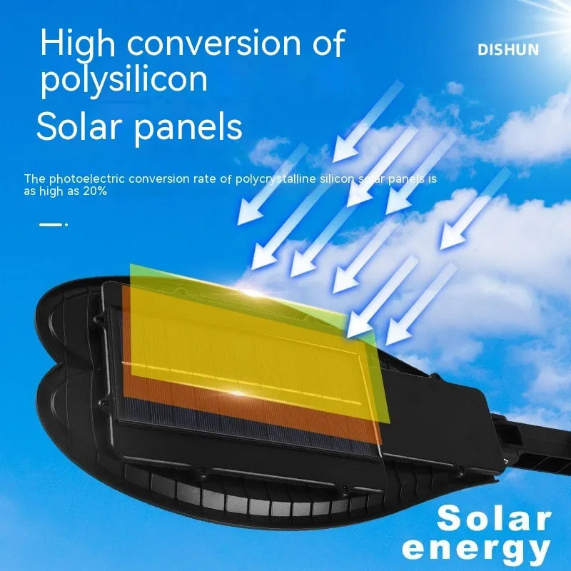 6-eye outdoor solar garden lamp with remote control, polycrystalline silicon solar panel, and white illumination