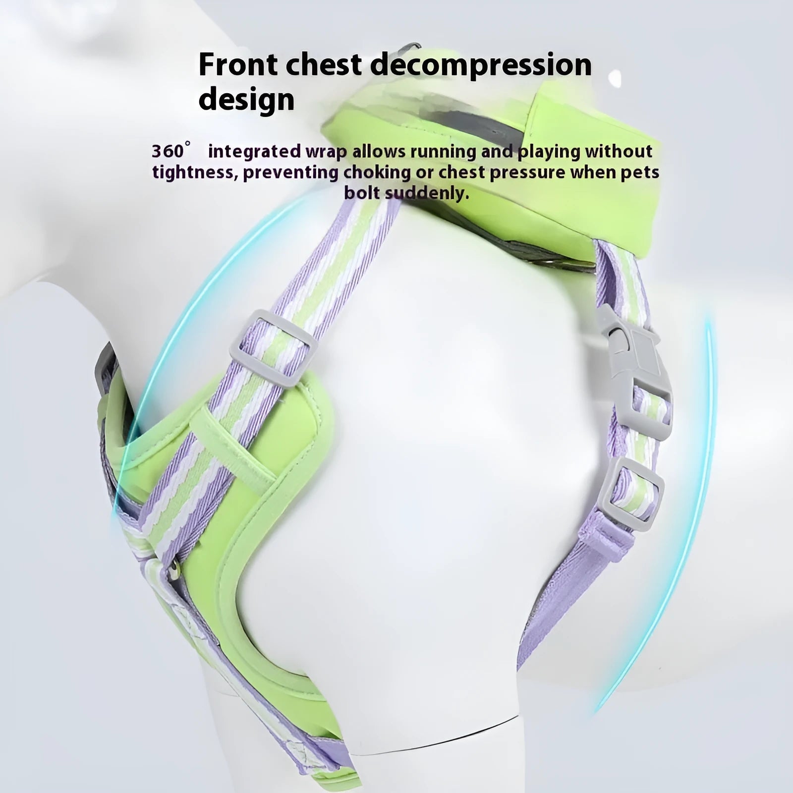 Explosion-proof anti-strangulation pet chest harness and rope lead in Oxford cloth.