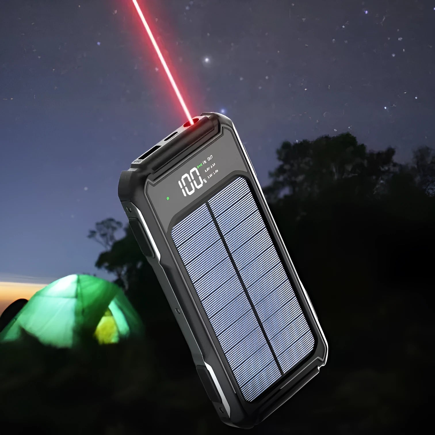 Black, green, and orange military grade mobile power bank showing 10000mAh and 20000mAh capacity options