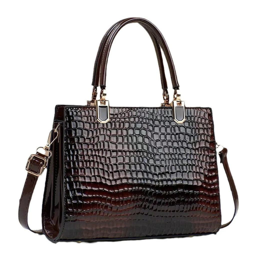 Women's large capacity PU leather one shoulder mom bag in horizontal square design with internal compartments