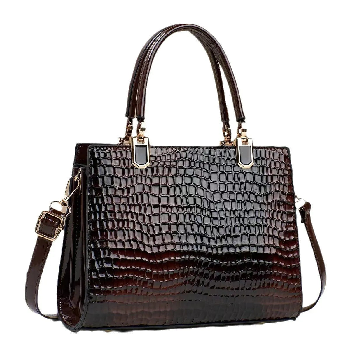 Women's large capacity PU leather one shoulder mom bag in horizontal square design with internal compartments