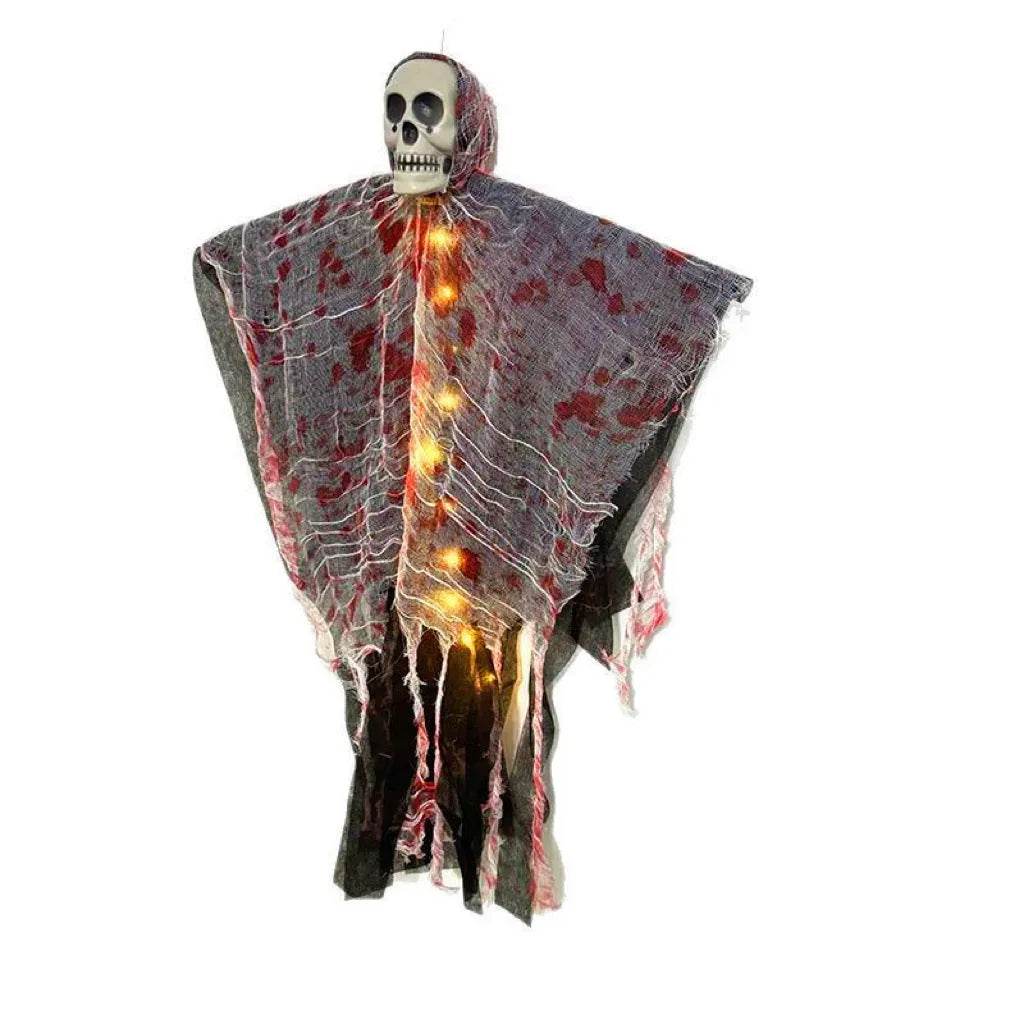 Plastic luminous skull hanging ghost Halloween decoration with blood-dyed colour for outdoor displays