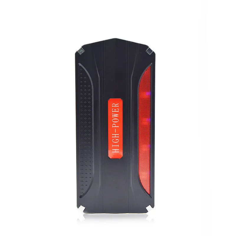 Black-red 12V emergency starting power supply with 7800mAh battery capacity measuring 178mm long