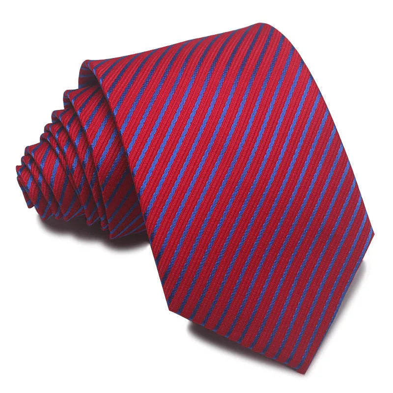 8cm wide striped polyester jacquard tie in business colours