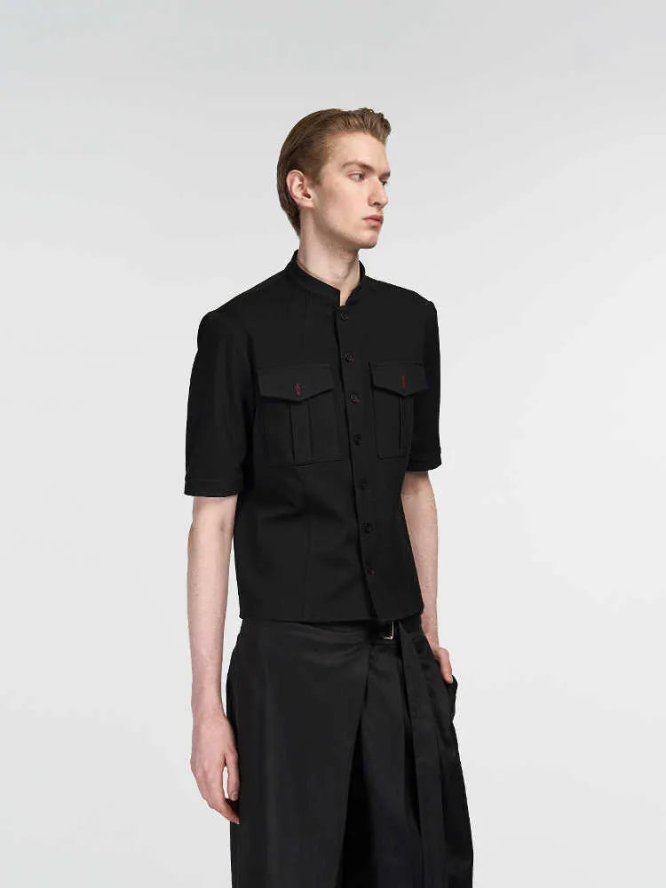 Handmade black Red Eye hunting half sleeve shirt with a loose fit and shirt collar.