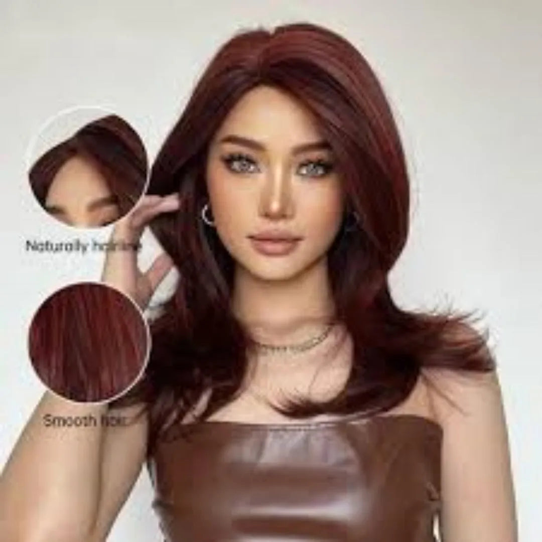Mid-length curly full-head wig in a platinum gradient colour on a mannequin head.