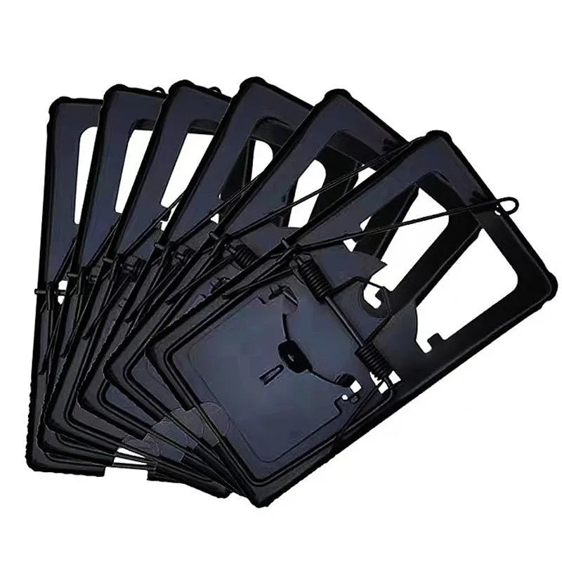 Automatic mouse trap cage with metal spring mechanism and plastic housing in multiple sizes for indoor rodent control