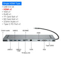 Grey aluminium alloy 10 port USB C hub docking station with cooling bracket for HDMI VGA network conversion