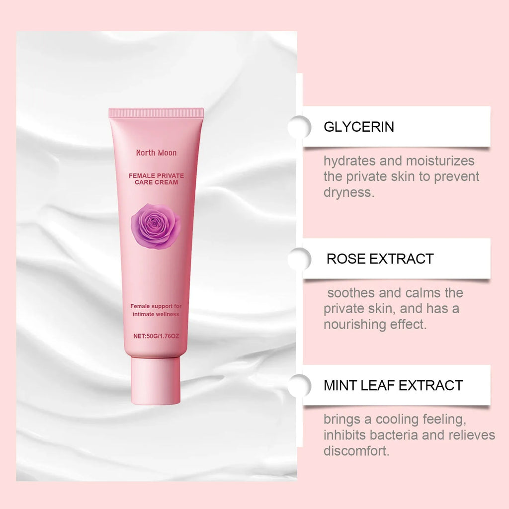 50g moisturising cream container for dry skin with rose and peppermint extracts