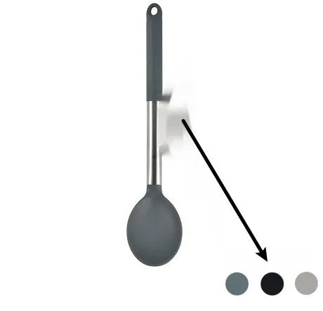 12-piece silicone kitchen utensil set with storage bucket in black, including ladle, spatula, claw tools and egg beater