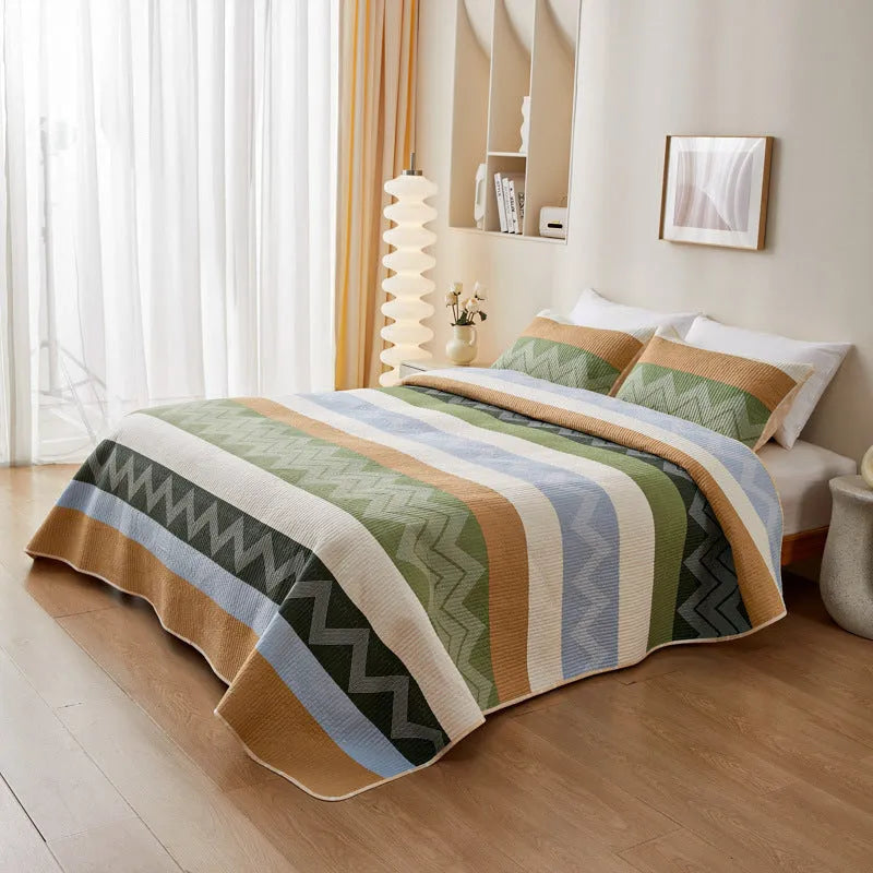 Pure cotton printed bed sheet set in modern simple style with reactive dye colours