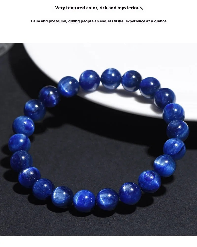 Original geometry design blue crystal bracelet with Ruyi elements, polished Grade 7A crystal.