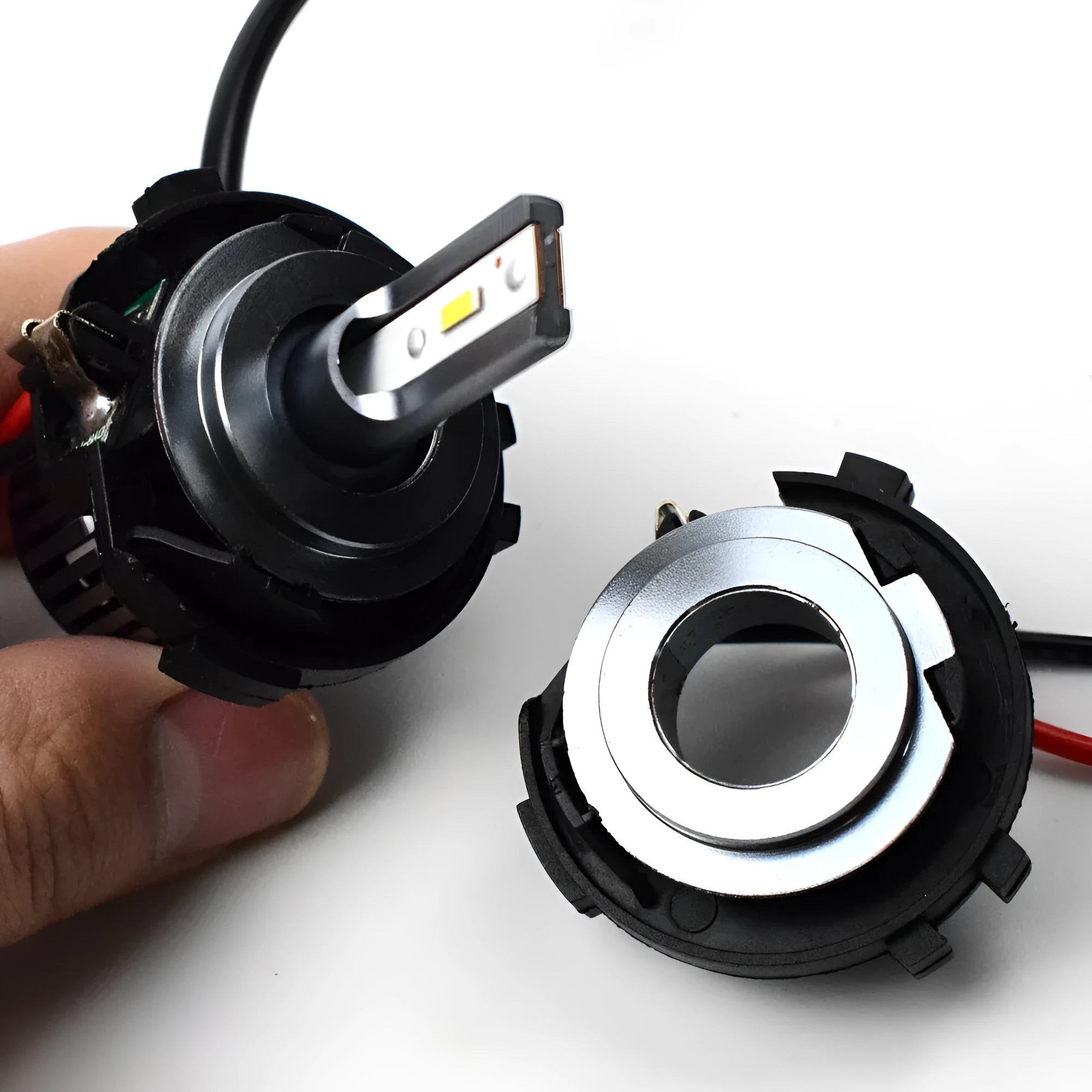 Black H7 LED headlight adapter bracket for Volkswagen Golf Jetta front headlight conversion